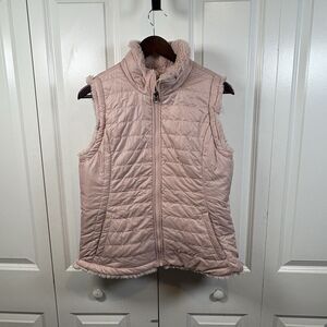 Unbranded Pink Quilted Vest Women M Faux Fur Lined Cozy Layering Chic